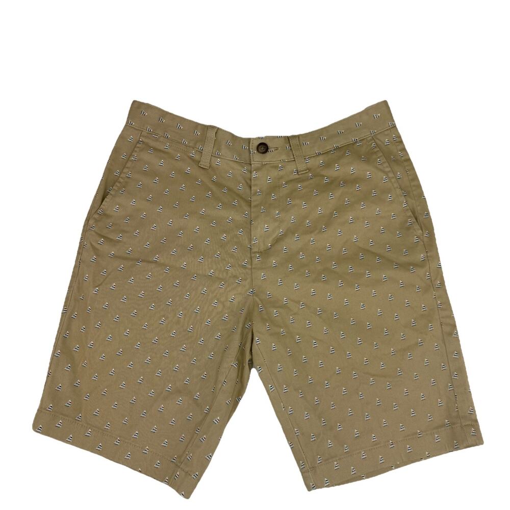 NWT Nautica Slim Fit Flex Men's Shorts Sz 30‎ Khaki Sailboat Flat Front 9.5" NEW
